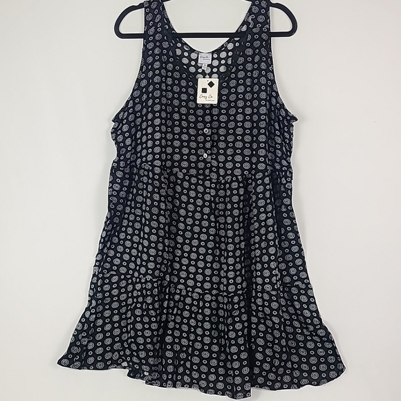 NEW Cozy Co Boho Anthro Geometric Black Tiered Skirt Dress Size 1X NWT - Picture 1 of 8